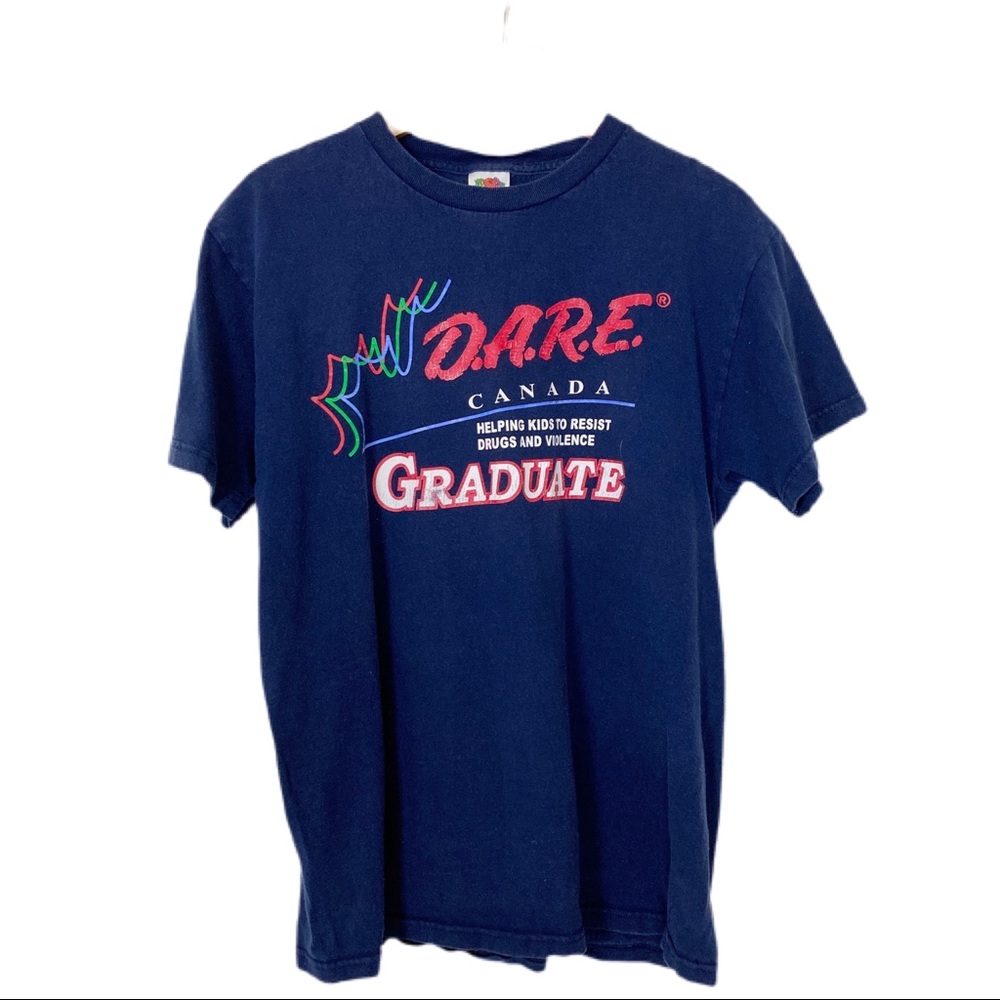Vintage D.A.R.E DARE tshirt baby blue 90s anti drug narc tee t-shirt navy blue